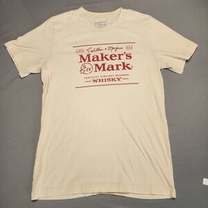 Maker's Mark Kentucky Straight Bourbon Whiskey Men's Large Beige T-Shirt
